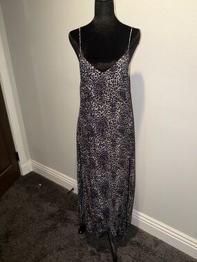 Motel Rocks Medium Blue, Black, and Gray Leopard Print Maxi Dress